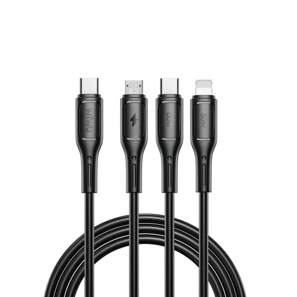 Кабель WIWU Starlink USB-C to Micro+USB-C+iP Cable (Black)